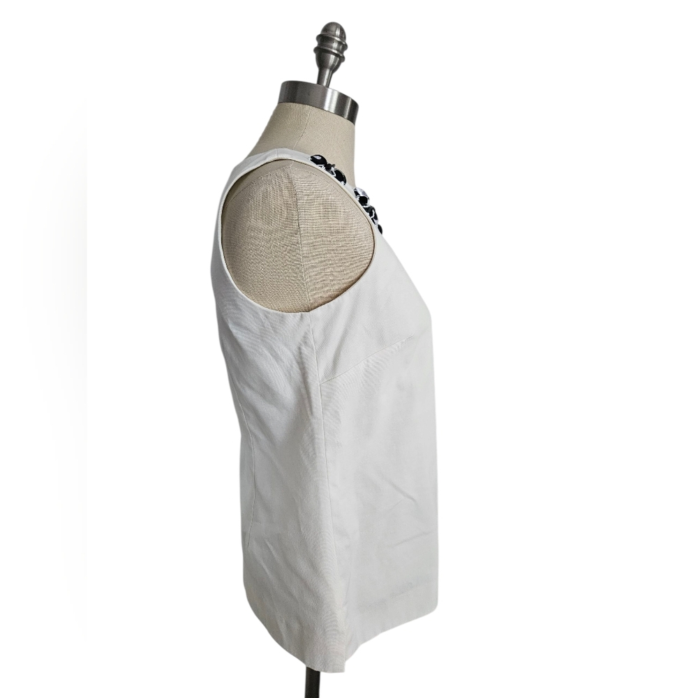 TALBOTS RSVP Beaded Floral Neckline White Sleeveless Top | SZ 4 - Picture 6 of 12